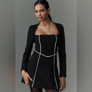 NWT! Anthropologie / Maeve Square-Neck Scalloped Hem Long-Sleeve Mini Dress